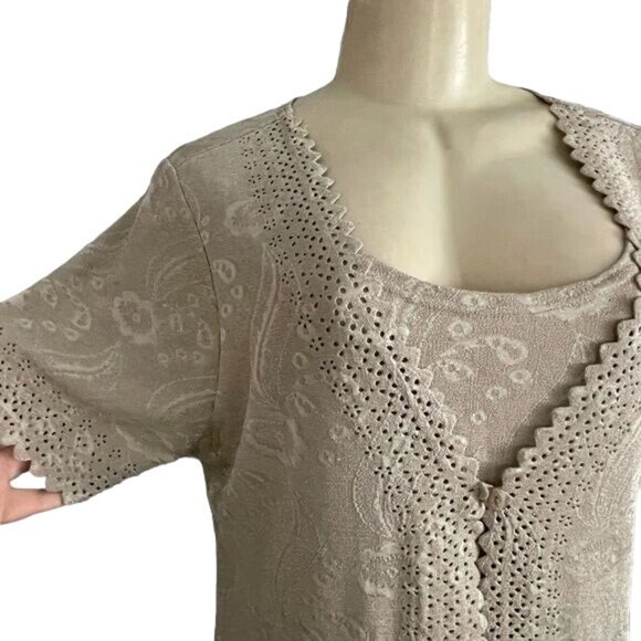 Beige brocade blouse by Pink Collection size PL. - Picture 4 of 8
